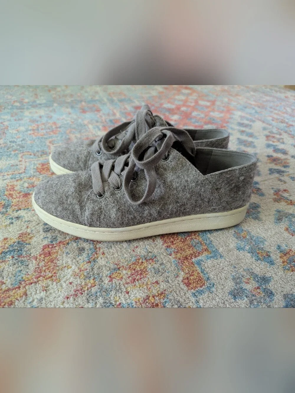 EILEEN FISHER Women’s 9.5 Clifton Gray Felt Wool Lace Up Sneakers Shoes